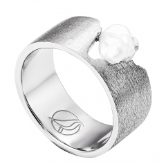 Кольцо ZYABLIK Arco серебро с жемчужиной родий (фото 1)