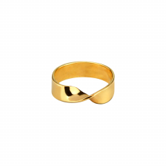 Безразмерное кольцо ATJEWELER "FLOW" изгиб, позолота (фото 1)